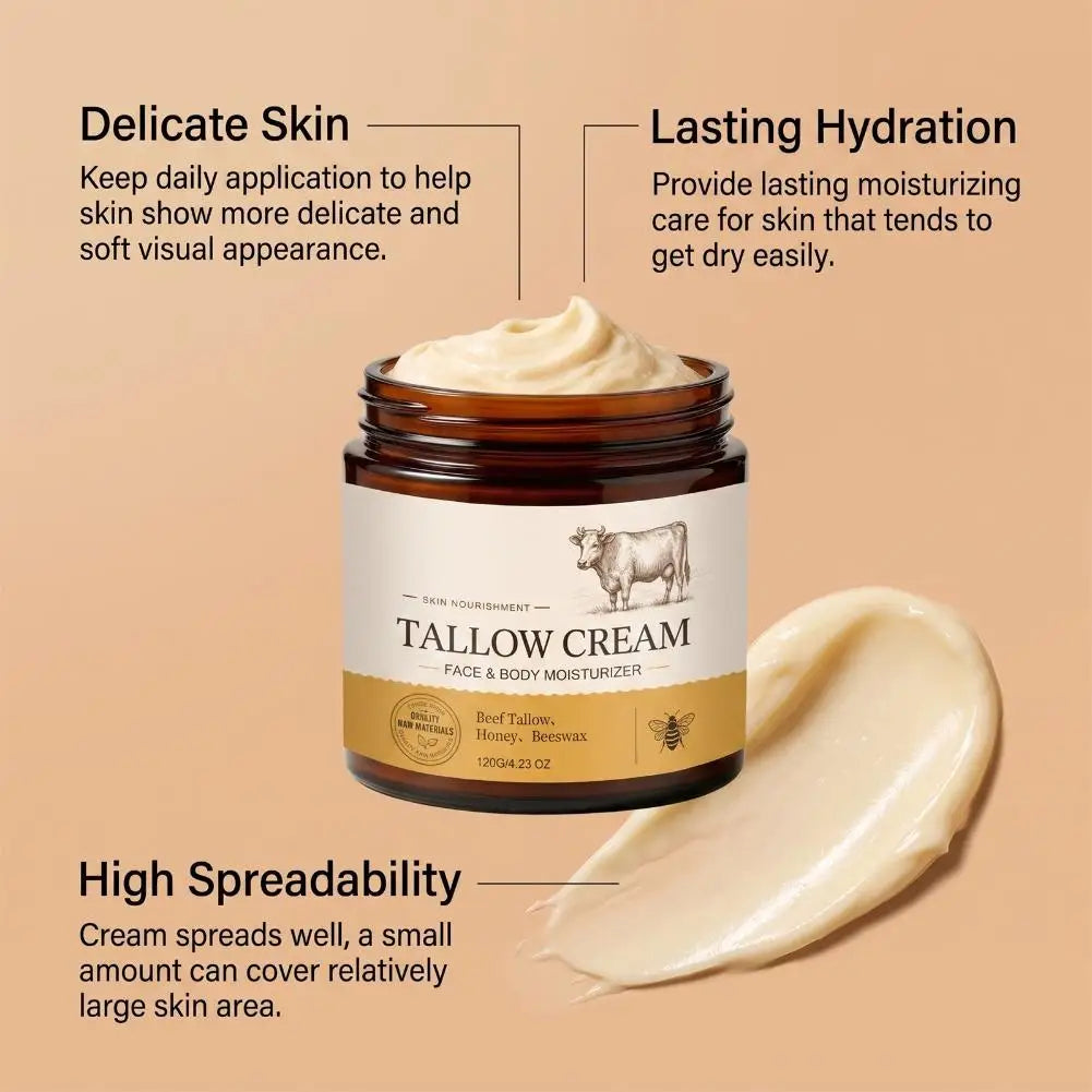Beef Tallow Paste Deeply Moisturizer Honey Body Lotion Balm Brightening Wrinkle Remover Grass Fed Wild Honey Face Body Cream