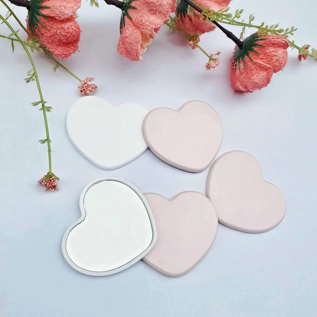 Cute Heart Shaped Travel Makeup Mirror Portable Waterproof Vanity Mirror with Suction Cup for Bathroom, Women Girls Teen, Gifts