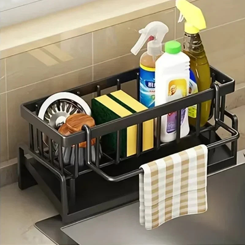 Kitchen Sink Drain Rack Organizer ABS Plastic Self-draining Sink Shelf Soap Sponge Holder Dishcloth Towel Rack filter basket