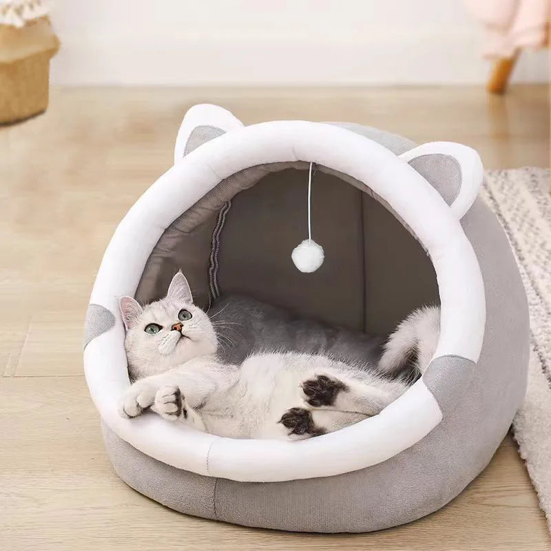 h Tent Cave Bed for Cats Small Dogs Self-Warming Cat Tent Bed Cat Hut Comfortable Pet Sleeping Bed Foldable Removable Washable
