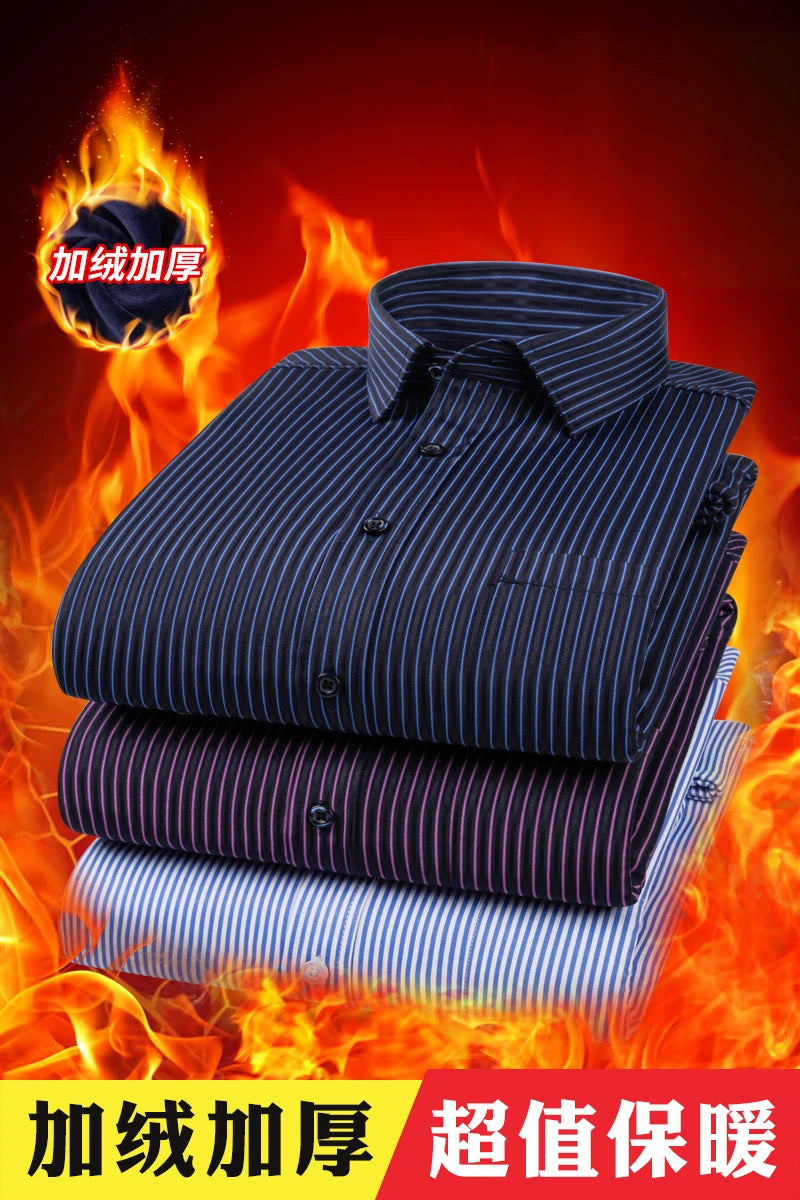 2026 Winter New arrival Men's Fashion Casual Long Sleeve Shirt autumn Men Fleece Thick Warm High Quality Large Size Shirt M-4XL