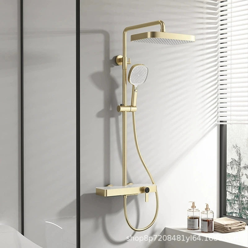 Wall Mounted Piano Digital Bathroom Shower Set 12 Inch Rainfall Shower Head Copper Bathroom Faucet Hot Cold Piano Shower System