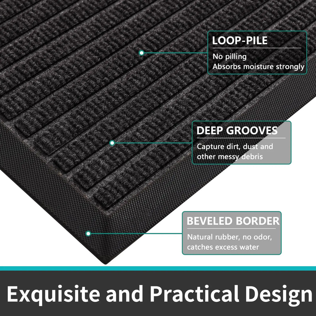 Olanly Front Entry Door Mats Outside Natural Rubber Entrance Doormats Kitchen Non-slip Heavy Duty Rugs Low Profile Home Carpets