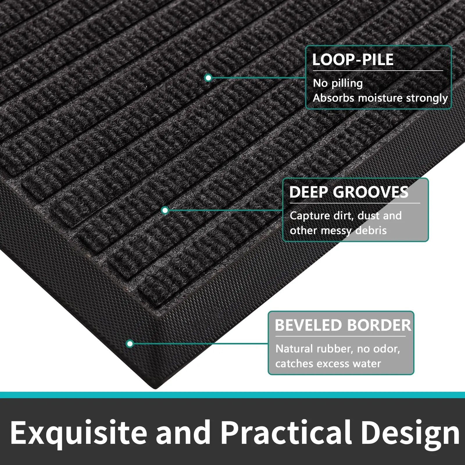 Olanly Front Entry Door Mats Outside Natural Rubber Entrance Doormats Kitchen Non-slip Heavy Duty Rugs Low Profile Home Carpets