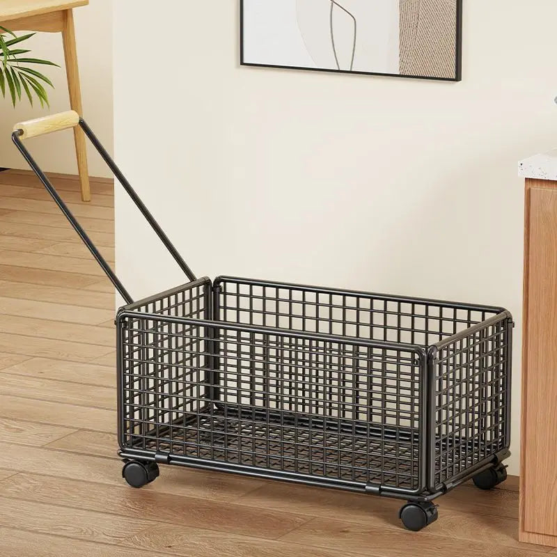 Floor Standing Kitchen Organizer - Single Tier Vegetable Storage Rack with Baskets - Multi-Functional Home Kitchen Shelf