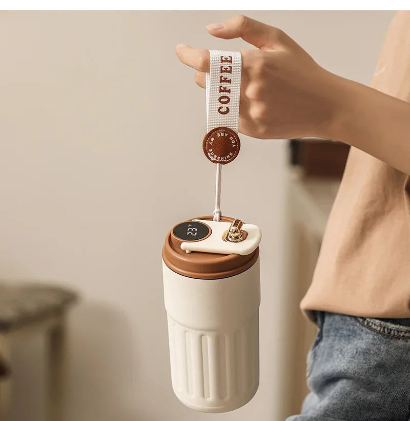316 Stainless‑Steel Smart Thermos Cup 450ml, LED Temperature Display Portable Thermal Mug for Business Office Coffee Water