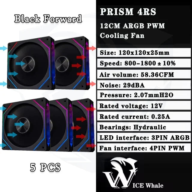 LDPCSJ Prism 4RS 120mm ARGB PC Case Fan with Infinity Mirror Design Motherboard Sync 4PIN PWM CPU Cooler Ventilador
