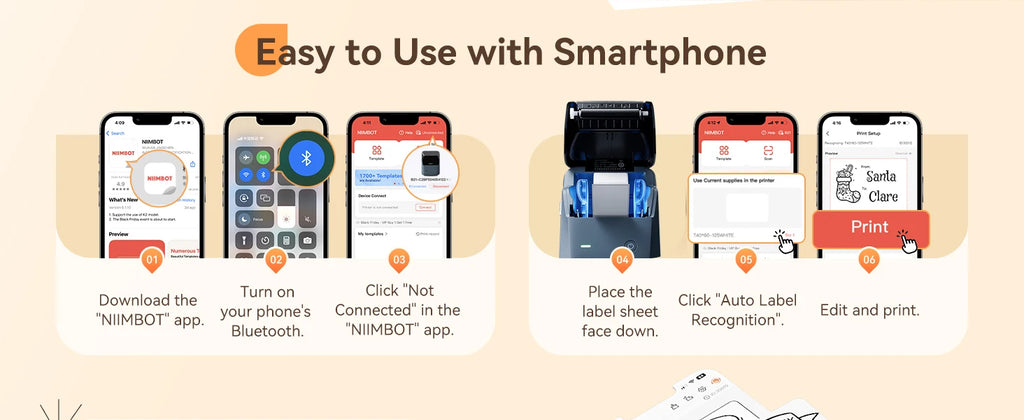 300dpi Portable Niimbot B1 PRO Wireless Label Printer Adhesive Sticker Labeling Machine DIY 20-50mm Labels Maker for Office Home
