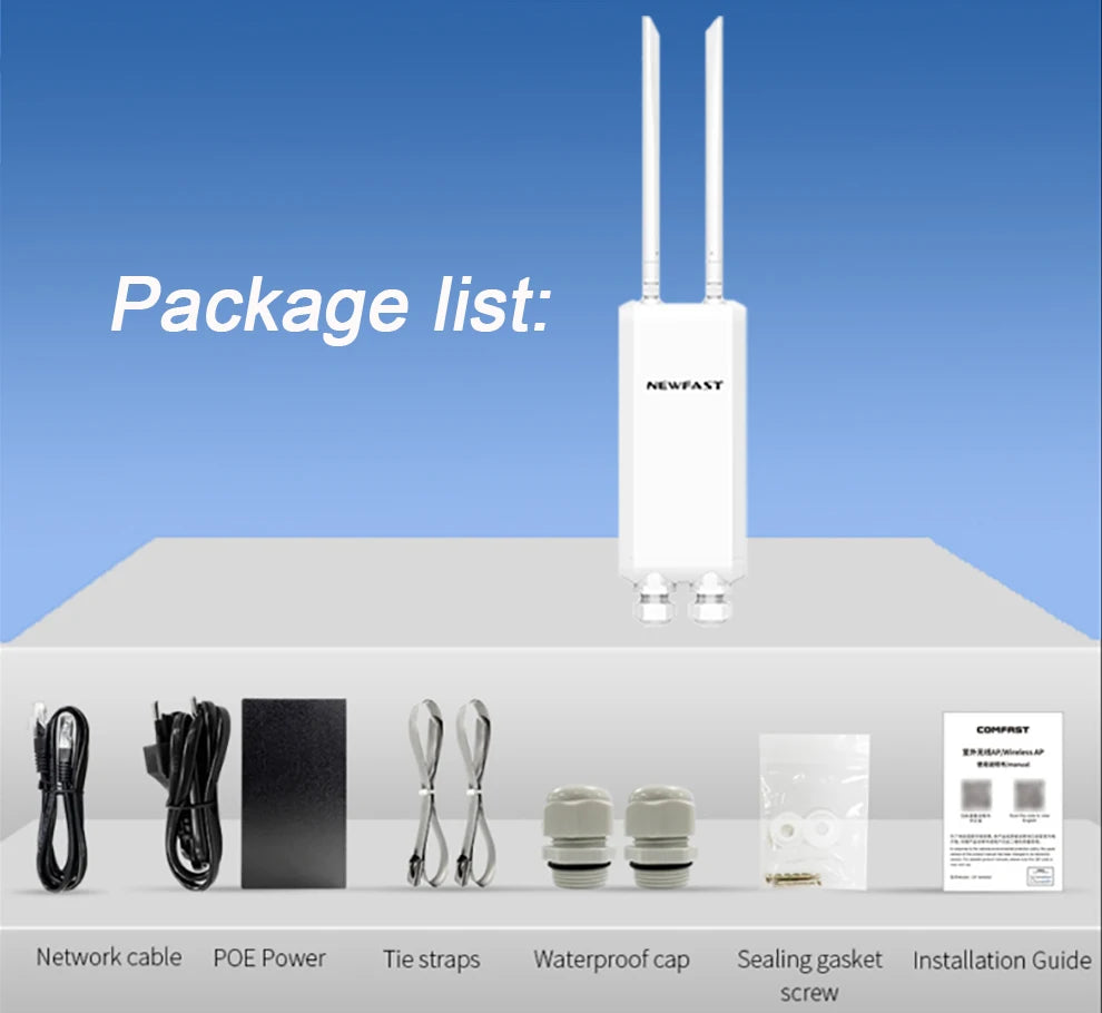 NEWFAST 2.4G/5.8G Outdoor Wireless AP 1200Mbps Access Point 48V POE Wifi Router Long Range WI-FI Extender Gigabit