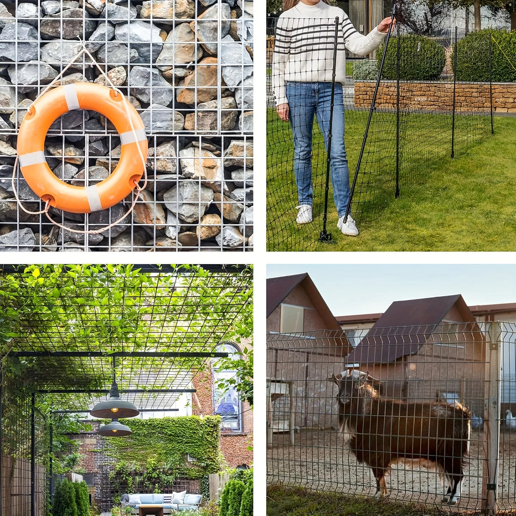 Black PVC Coated Welded Wire Fence 36 Inch X 50 Foot, 2 Inch X 4 Inch 14GA, Garden Border Fencing Roll Vinyl Coating Metal