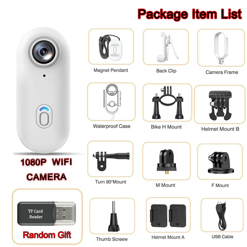 4K UHD Motorcycle Mini Action Camera Body POV Magnetic 30M Waterproof 2.4G WiFi Small Action Video Vlogging Camcord Helmet Bike