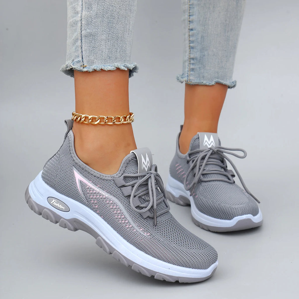 Spring and Autumn New Women's Casual Lace-Up Sneakers, Comfortable, Breathable, Lightweight and Wear-Resistant Sports and Casual Shoes
