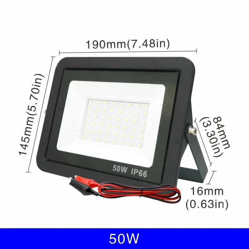 DC12V Led Flood Light 20W 30W 50W 100W Outdoor Floodlight Spotlight IP66 Waterproof Light Reflector Portable 12 Volt Led Lights