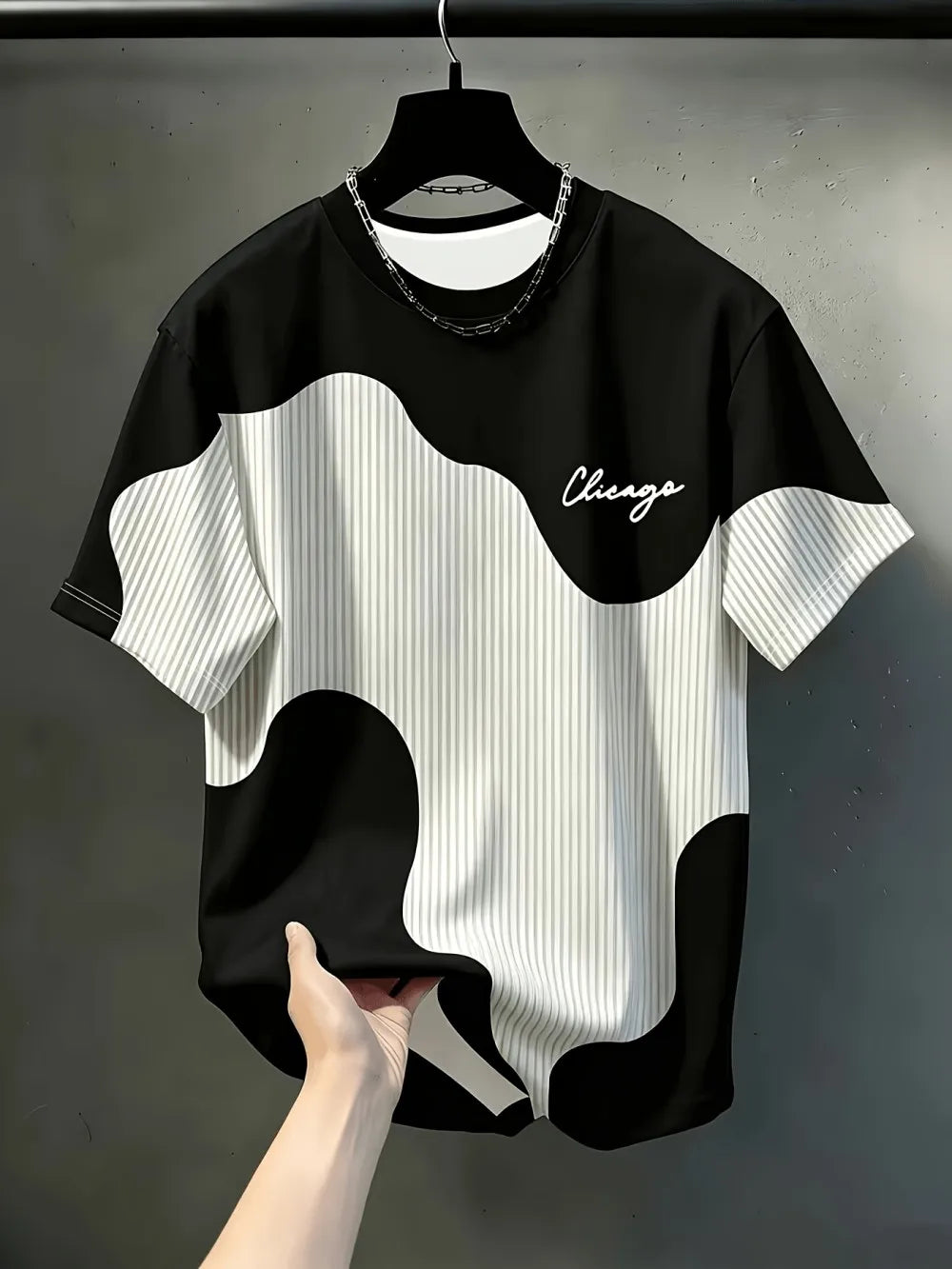 Summer Men's Round-neck T-shirt with 3D Print Colorful Design Breathable Lightweight Casual Fashionable Streetwear Clothing