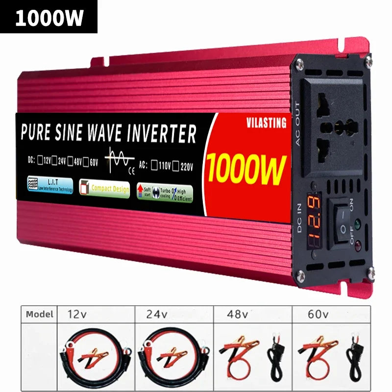 Pure Sine Wave Inverter 12v/24v 110v/220v 50hz/60hz Inverter DC To AC 1000W 1600W Car Inverter Power Voltage Converter