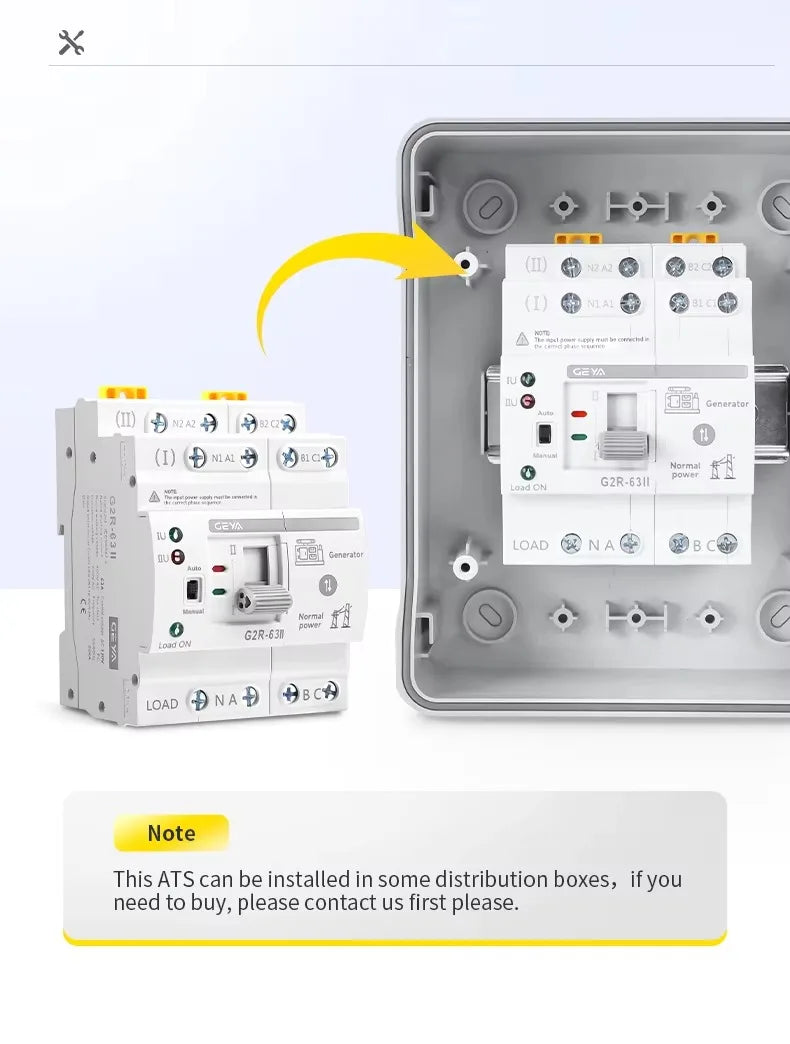 GEYA 63A AC220V Automatic Transfer Switch ATS Dual Power Auto Transfer Switch Uninterruptible Millisecond-Level ATS DIN Rail