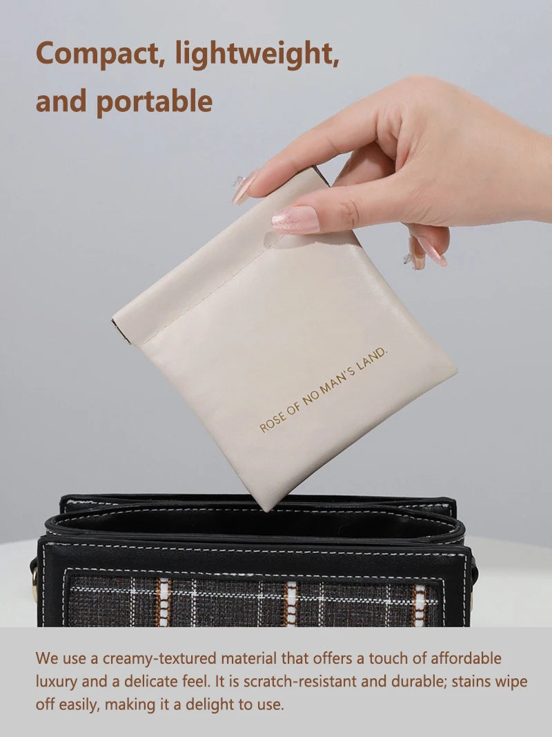 Automatic Closed Purse Bag Mini PU Separate Earphone Charging Cable Storage Bag Portable Zero Wallet Coin Lipstick Storage Bag