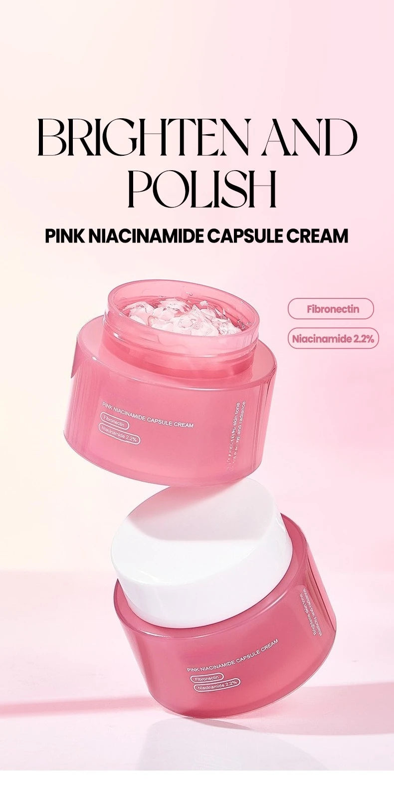 Niacinamide Collagen PDRN Face Cream - Korean Pink Capsule Moisturizer, Non Greasy & Brightening for Uneven Skin Tone