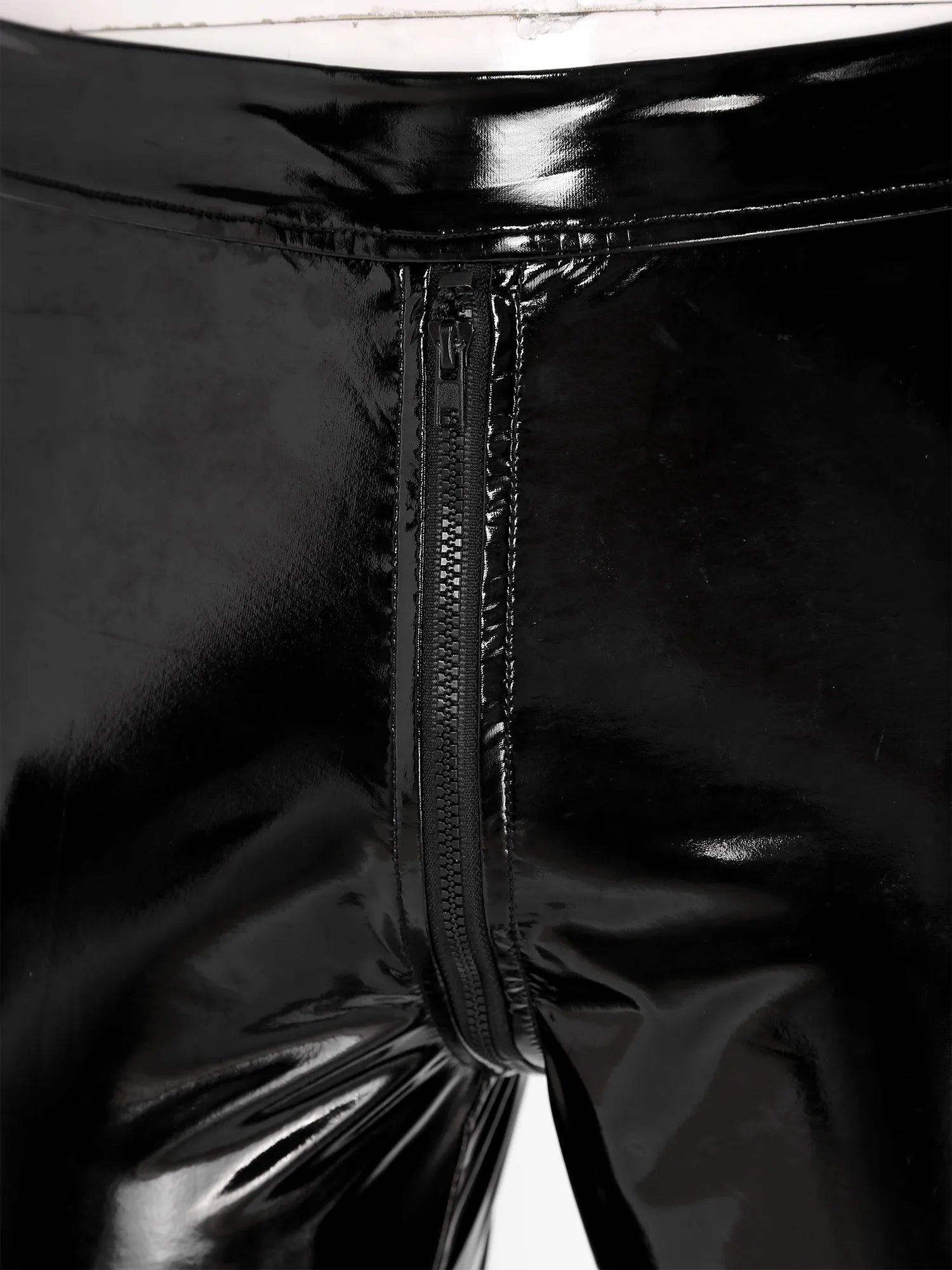 Men Latex Leather Pants Low Waist Faux Leather Shiny Pants Fashion Tight Trousers for Club Stage Show Rock Band Performance