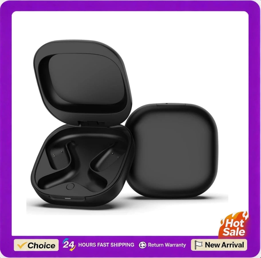 Earbud Charging Case Replacement 500mAh Type C Black Wireless Earbuds Charger Case for Shokz OpenFit 2 2+ T920 T921 Headphones