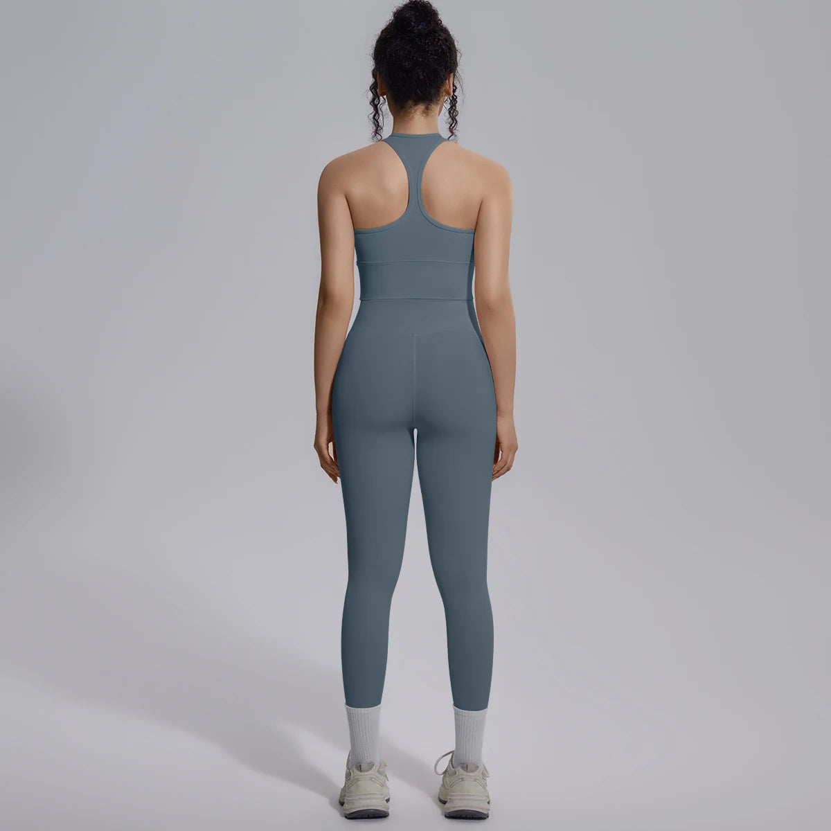 Rooftrellen New Women's Two-piece Set Fitness Sports Solid Color Yoga Set Summer Quick Drying Legging Pants Gather I-shaped Vest