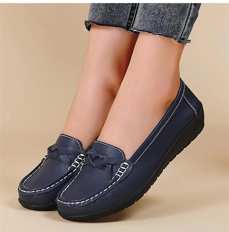 Genuine Leather Fashion Women Flats Outdoor Ballet Flats Moccasins Women's Shoes Retro Women Shoe Oxford Plus Size Zapatos Mujer