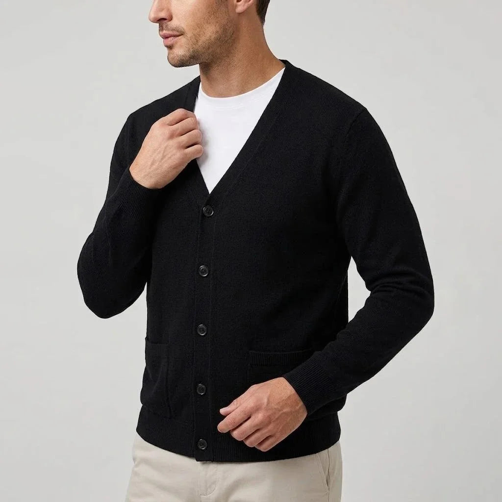 Mens VNeck Knit Open Cardigan Jumper Button Front Long Cozy Outer Garment Jacket Oversized Fit Winter Sweat Tops with Pockets