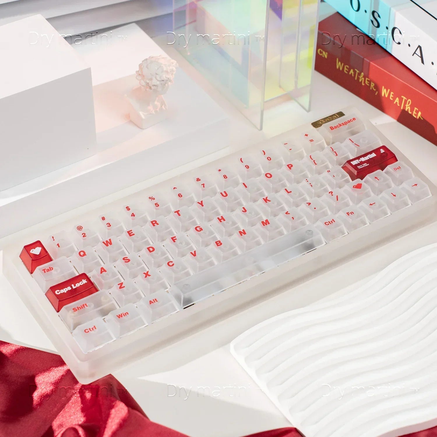 White Frog Korean Keycap Mist Pc Transparent Light Cherry 154/131 Key2.25/2.75/7U Space Bar Retro Red L Shape Enter Key Keycaps