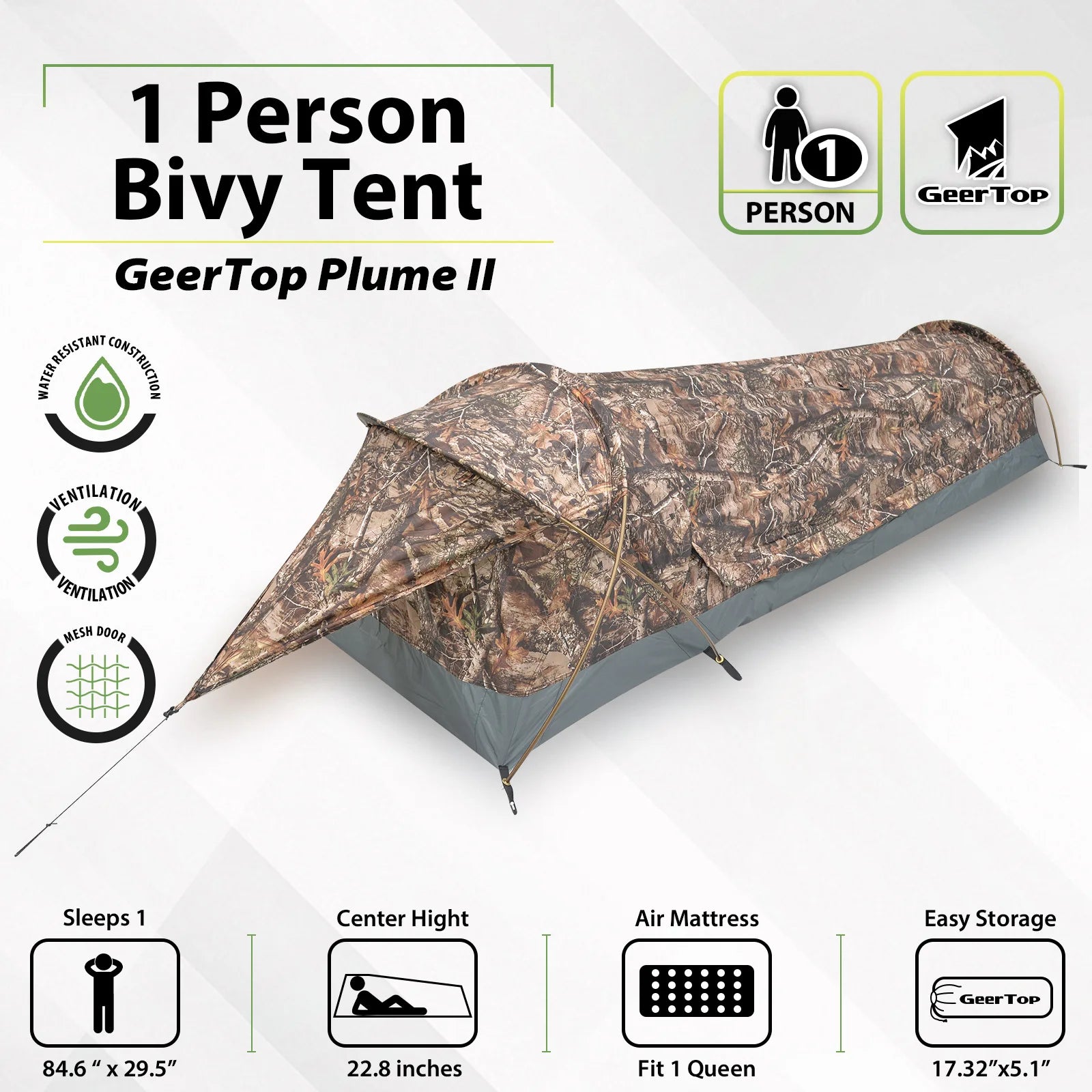 Ultralight Camping Tent Rainproof Singe Person Tent 225x75cm Mini Tunnel Tent