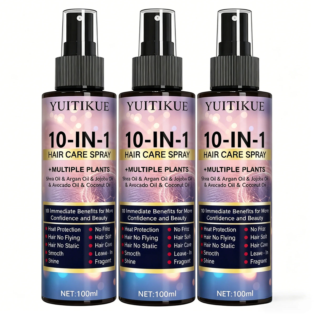 YUITIKUE 10-in-1 Hair Care Spray, Leave-In Conditioner with Natural Oils for Smooth, Shiny & Tangle-Free Hair