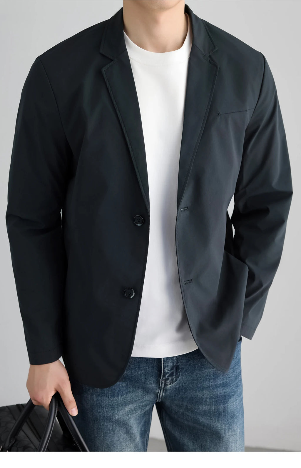 Lightweight Windproof Anti-Wrinkle Slim Fit Men's Business Casual Notch Lapel Suit Jacket Commuting Autumn Polyester Fiber
