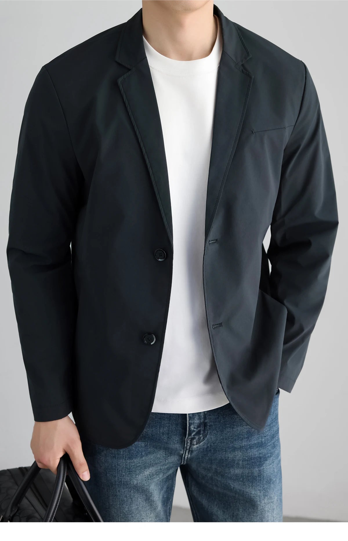 Lightweight Windproof Anti-Wrinkle Slim Fit Men's Business Casual Notch Lapel Suit Jacket Commuting Autumn Polyester Fiber