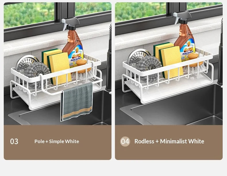 Kitchen Storage Rack and Cloth Holder, Household Sink Draining Basket, Multifunctional Countertop Sponge and Dish Soap Organizer