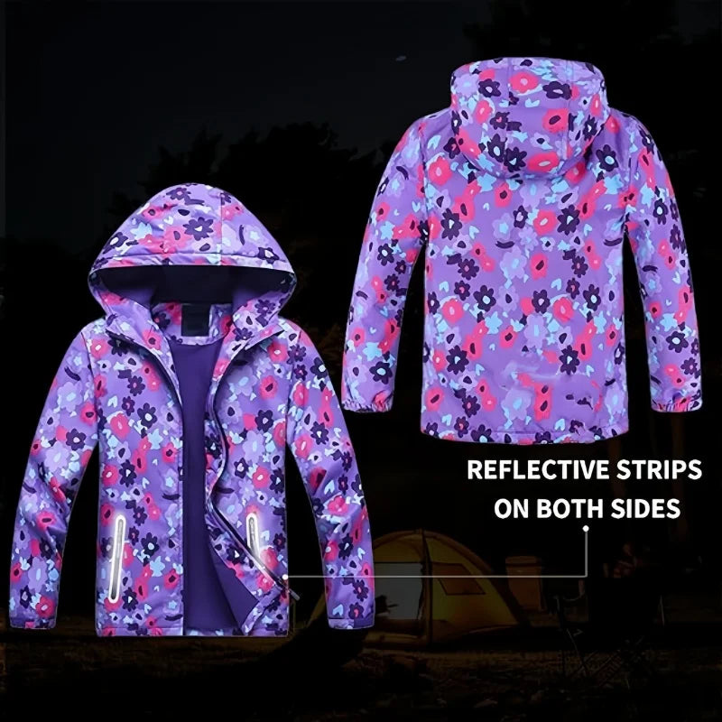 Dubbped New Fashion Spring  Autumn Jackets Rian Girls Coat Waterproof Windproof Windbreaker  Hooded Kids Clothes 3-12Y
