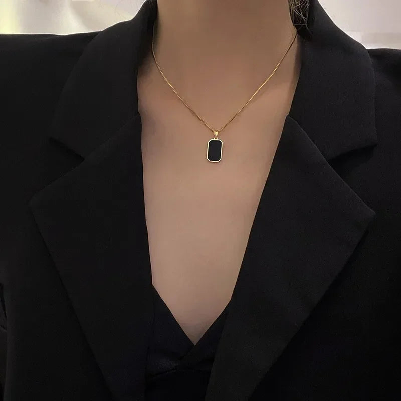 Necklaces Exquisite Minimalist Square Pendant Choker Chains Fashion Necklace For Women Jewelry Party Gifts Подвеска На Шею