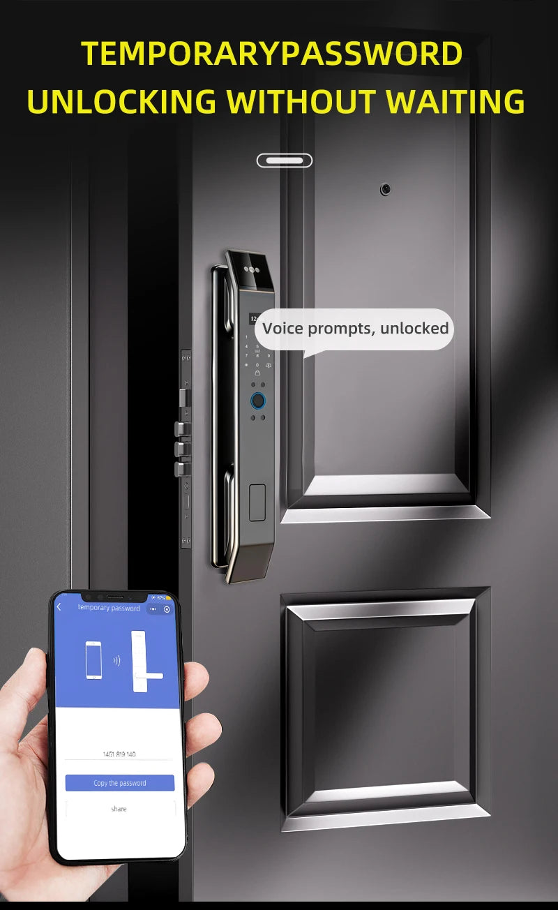 3D Face Recognition Fingerprint Password Smart Door Lock with  Remote Unlocking Wishome APP  Smart Lock Electronic door lock