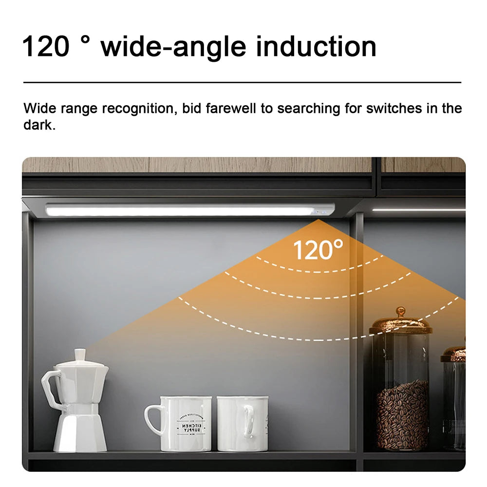 Cabinet Lights Motion Sensor LED Wireless USB Under Ultra Thin Night Light For Kitchen Cabinet Bedroom Wardrobe Indoor Lighting