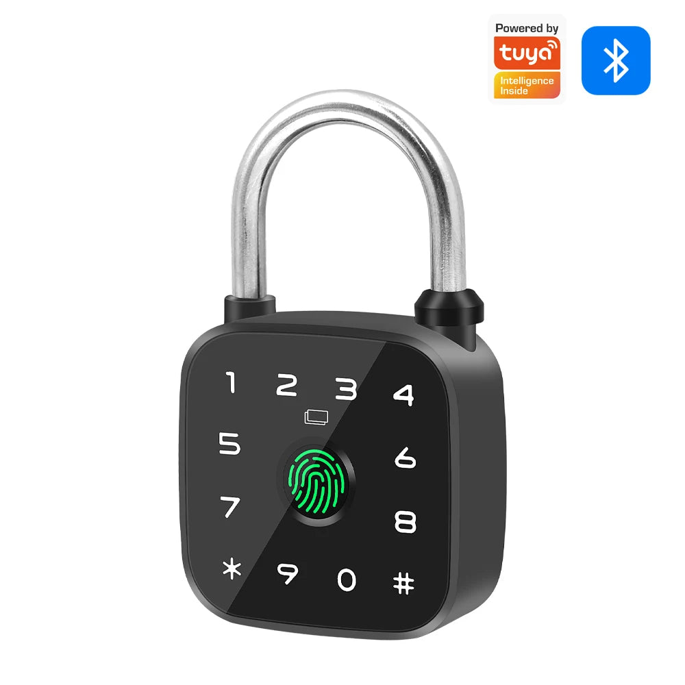 IP67 Smart Padlock Support Tuya App Fingerprint Password RFID Card Key Unlock Type-C Charging Multi-function Anti-theft Lock