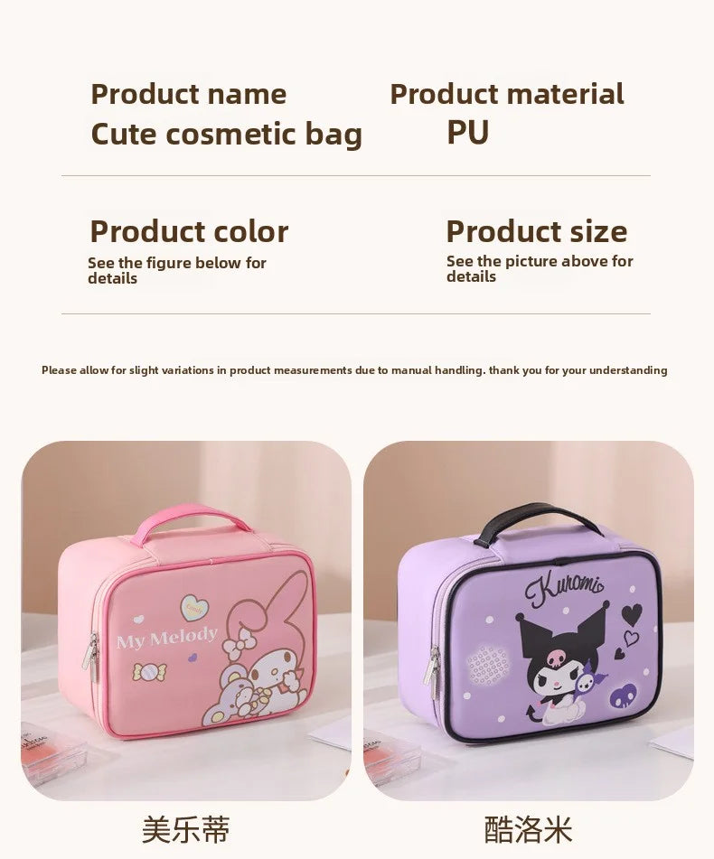 Detachable multifunctional Sanrio My Melody Hello Kitty makeup bag, waterproof, wear-resistant, large-capacity, portable storage
