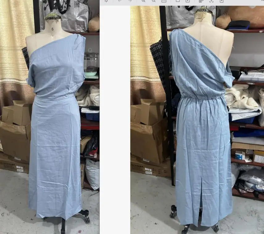 Party Dress Women's Lime One-Shoulder Dress Asymmetric Neckline Draped Waist Elegant Maxi Club Wear Woman Clothes Summer Outfit