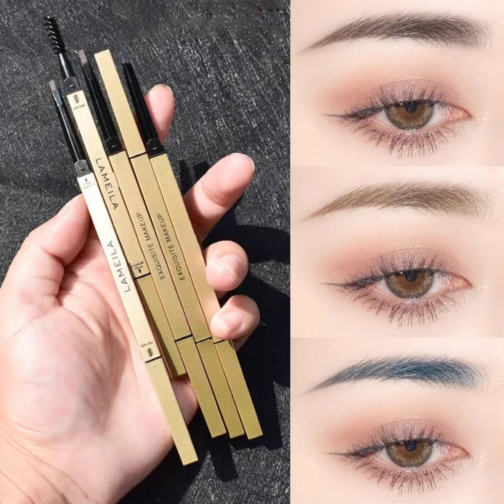 5 Colors With Brush Double Head Eyebrow Pencil Waterproof Smooth Eyebrow Stick Sweatproof Eyebrow Gel Tattoo Pencil Cosmetics