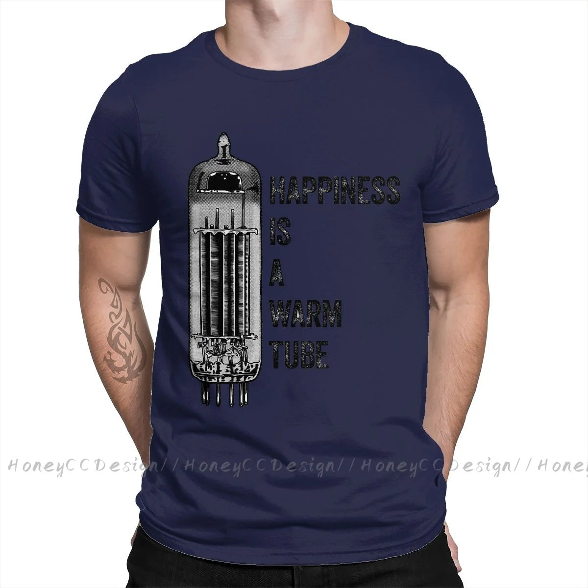 Vacuum Tube Happiness Is A Warm Tube, Vacuum Tube, Valve Print Cotton T-Shirt Camiseta Hombre For Men Fashion Streetwear Shirt