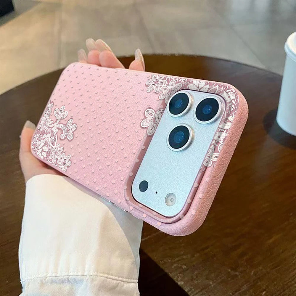 Case For IPhone 13 Case IPhone 14 Pro Max For IPhone 16 Pro 12 14 13 15 Pro Max 17 15 Plus Cover Polka Dot Lace Soft Fundas