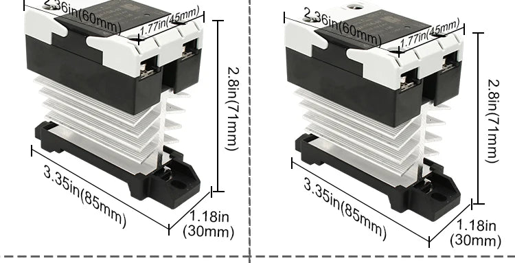 SSR Solid State Relay 24-480VAC Heat Sink Single Phase DIN Rail Mounted 10A 25A 40A 60A 80A 100A 120A DA AA DD Zero Crossing