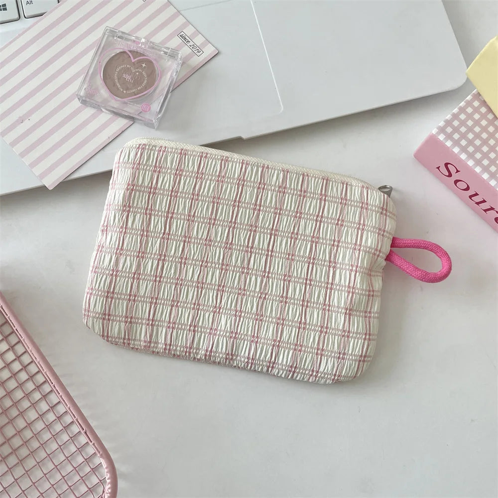 women's Coin Purses Korean Floral Countryside Style Sweet Kawaii Coin Purses Portable Lipstick ID Key Storage Bag Cosmetic Bag