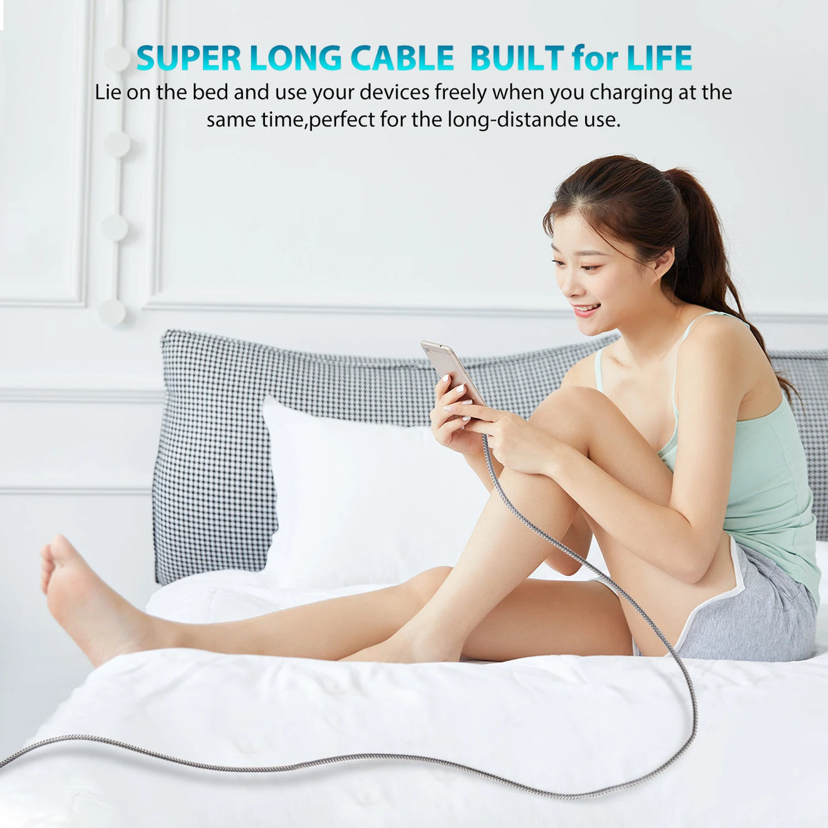 60W 1m/2m/3m/5m Dual-head Type-C Fast Charging Data Cable Mobile Phone Accessories Data Transmission for Samsung Huawei Millet