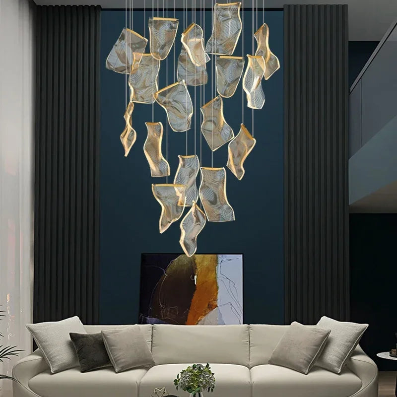 Modern LED Pendant Lights Living Dining Room Lighting Lustre Decor Chandelier Indoor Villa Duplex Stairs Hanging Lights Fixture