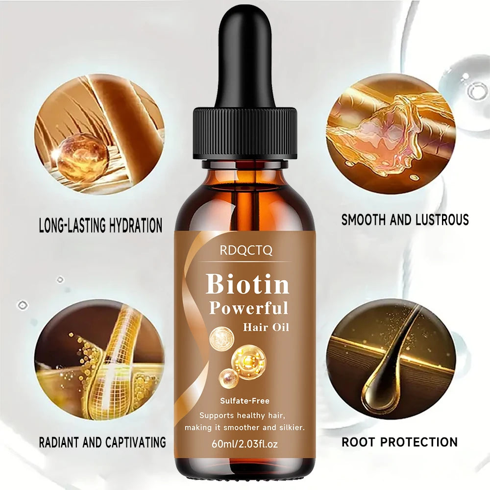 Biotin Hair Care Oil for Dry Hair - Nourishing Treatment for Women with Smooth Silky Shiny Results - Natural Hair Care Essential