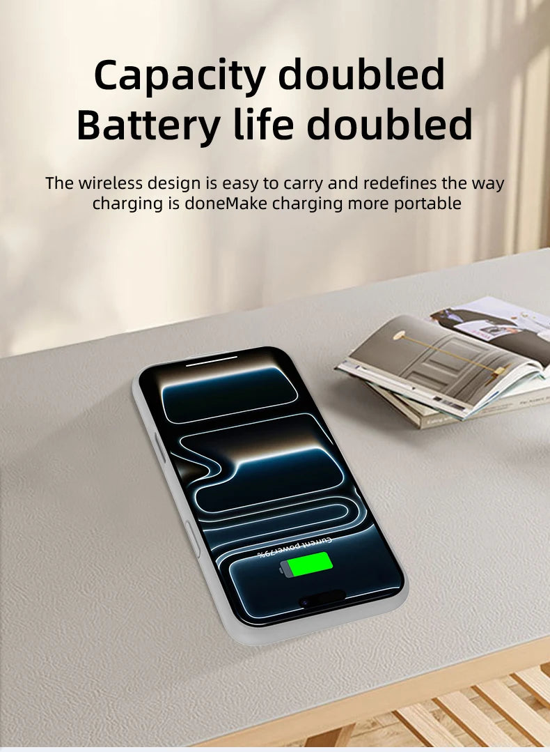 Xilecaly Smart Battery Charger Case For iphone 17 Pro Max Battery Pack Power Bank External Charging Cover For iphone Air 17Air