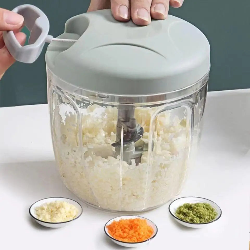 Manual Garlic Chopper & Vegetable Slicer – 500/1000 ml Fruit Crusher, Kitchen Blender & Meat Grinder